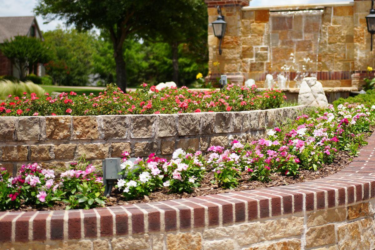 Entryway flowers in summer at The Ridge